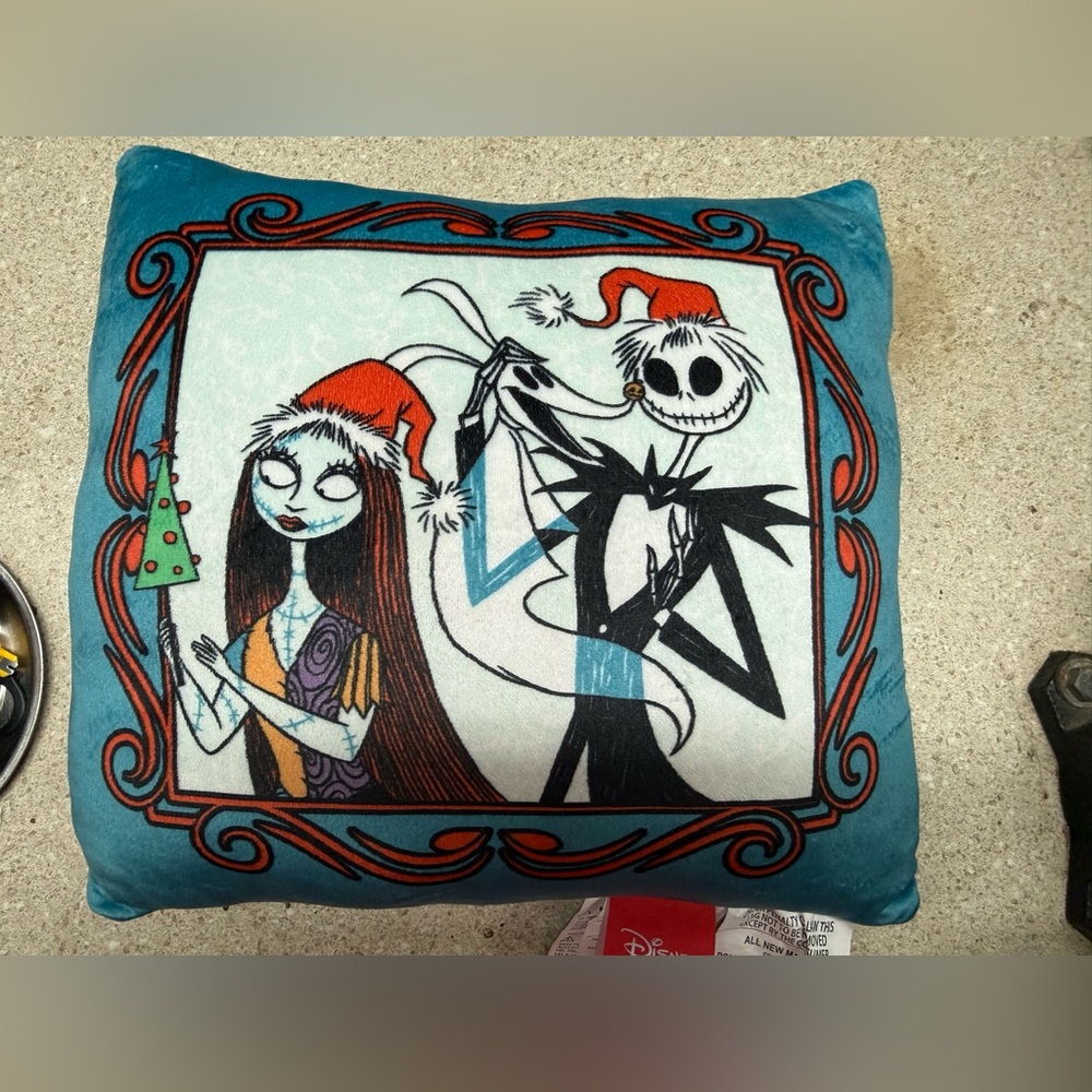 Disney The Nightmare Before Christmas Jack & Sally Holiday Throw Pillow - Teal